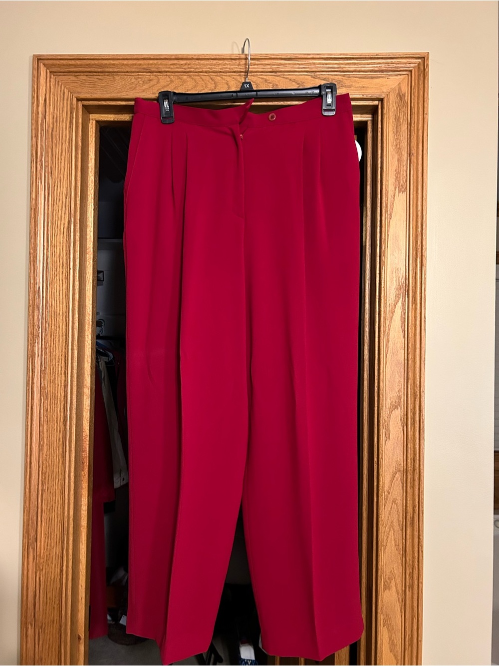 Valerie Stevens Wide-Leg High-Waist Trousers - Red